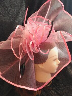 Pink, feather fascinator Hair piece for Derby, Church, Parties (022)